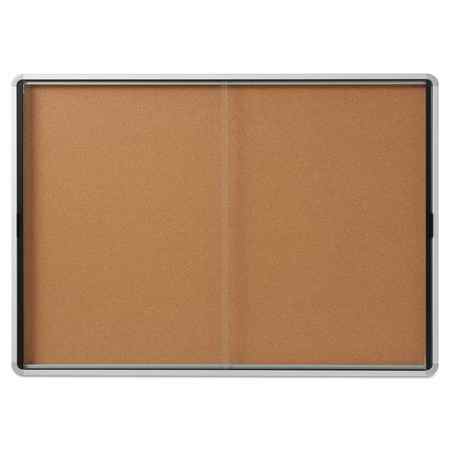 Quartet Enclosed Indoor Cork Bulletin Board w/Sliding Glass Doors, 56 x 39, Silver Frame EISC3956